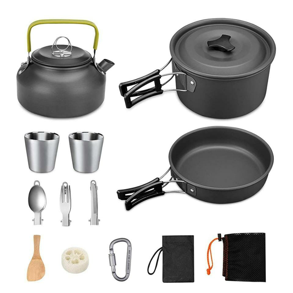 Camping Teapot Set Pot Stove Set 2-3 People Picnic Stove Tableware - Blue Force Sports