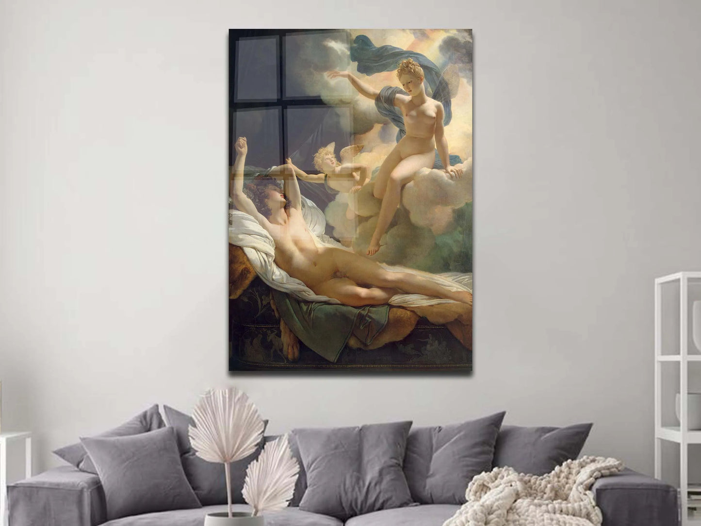 Aurora and Cephalus Glass Wall Art, Francois Boucher's Painting Print for Living Room, Tempered Glass Canvas, Aesthetic Glass Canvas