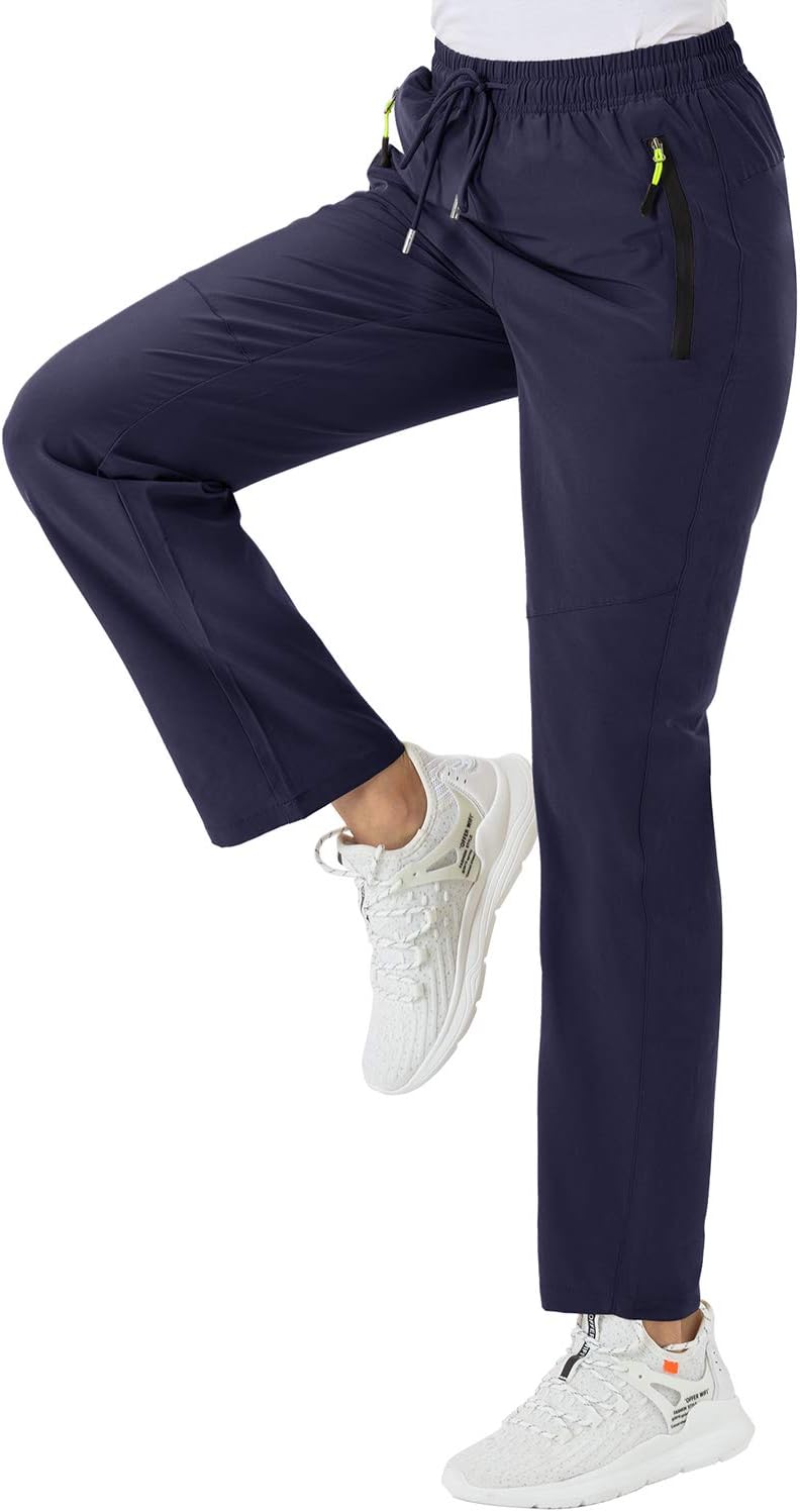 BGOWATU Women's Hiking Cargo Pants Quick Dry Lightweight Water Resistant Joggers Pants Zipper Pockets