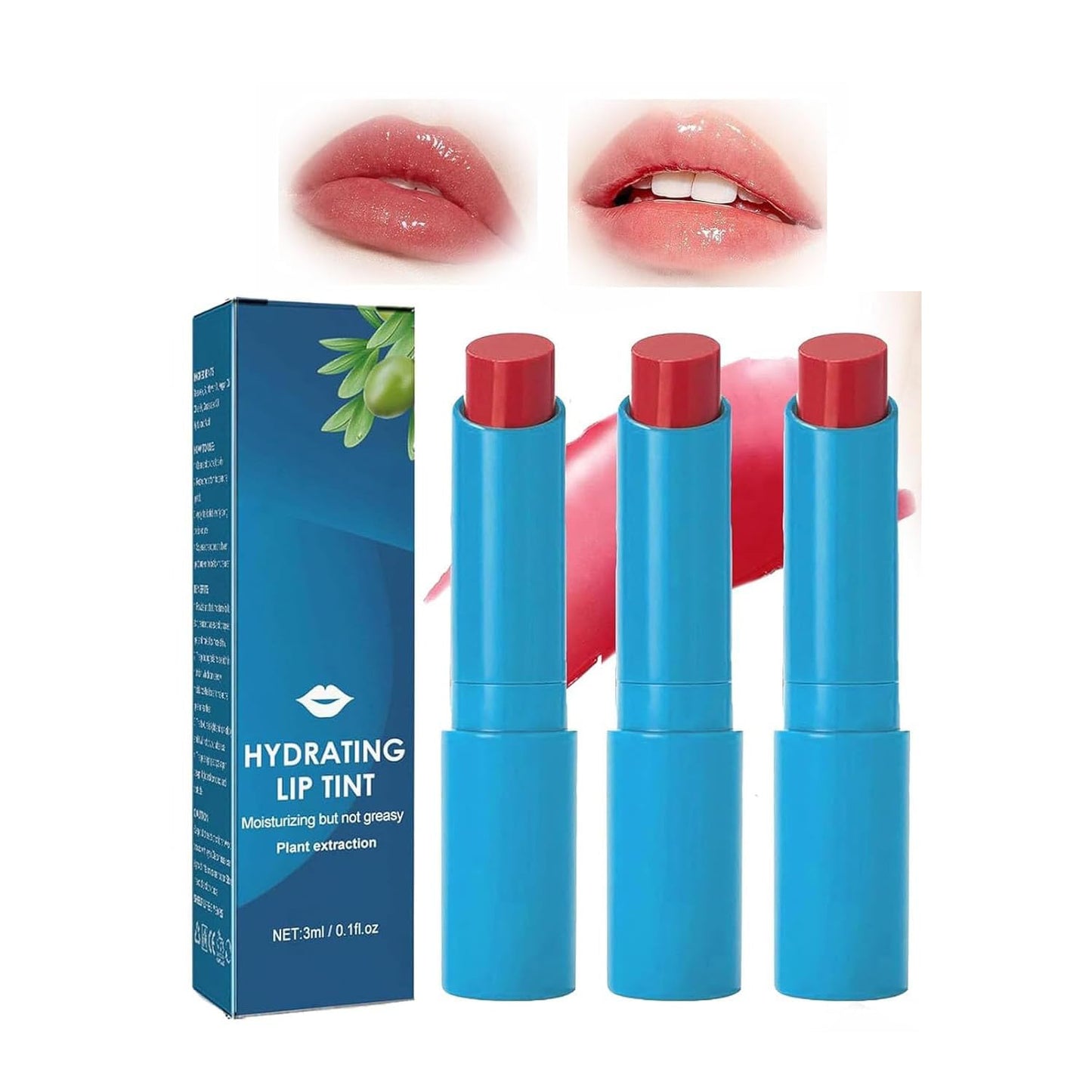 Ylahdent Thrives Lip Tint Hydrating, Sheer Strength Hydrating Lip Tint, Natural Ingredients Sheer Moisture Lip Blush, Moisturizing Tinted Lip Balm Hydrating, Non-Sticky And Long-Lasting (3Pcs)