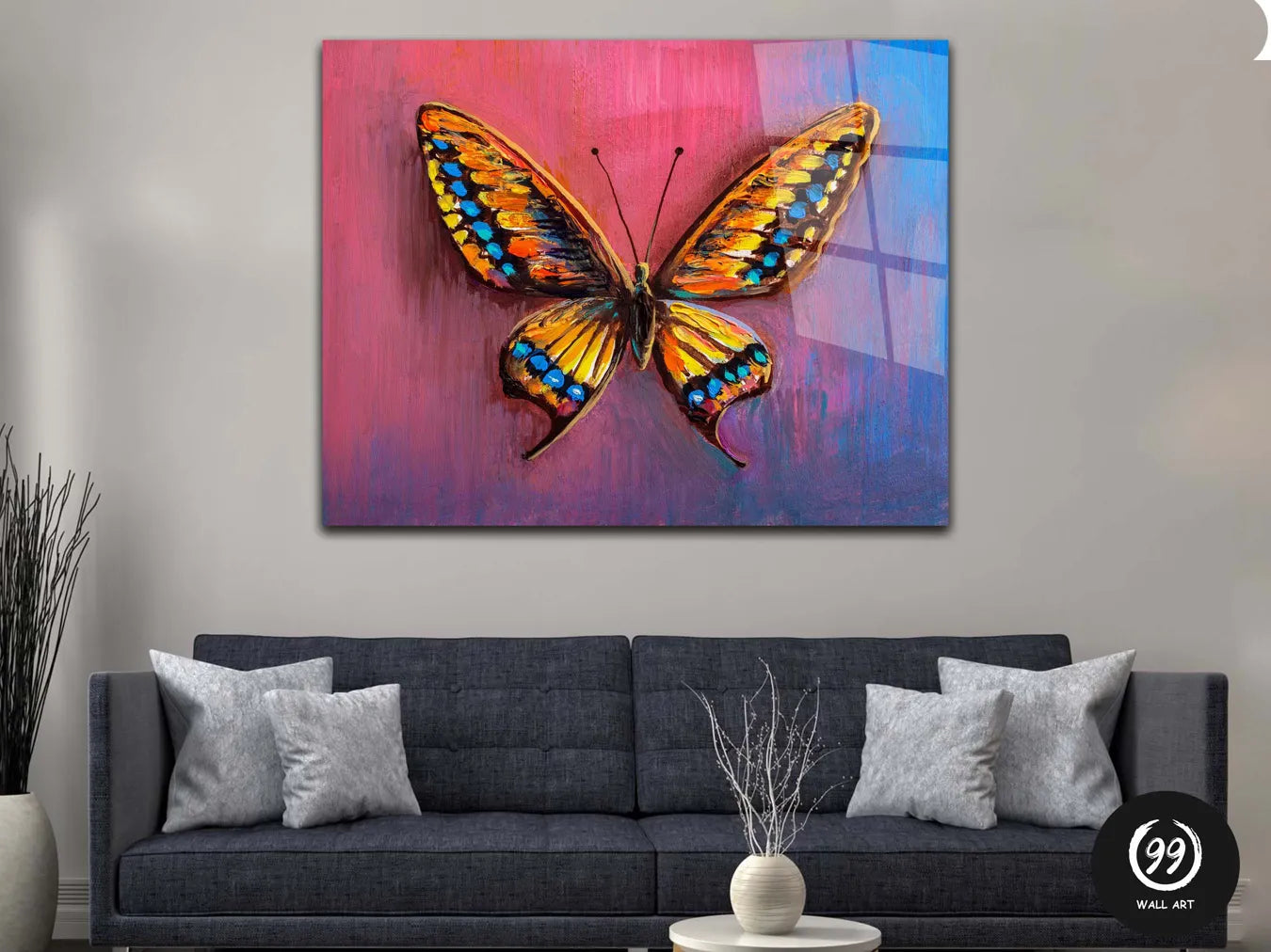 Butterfly Glass Wall Art, Home Decoration For Living Room