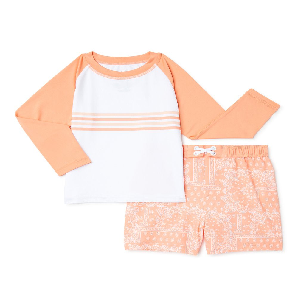 Wonder Nation Toddler Boy Long Sleeve Rashguard Swim Set, Sizes 12M-5T