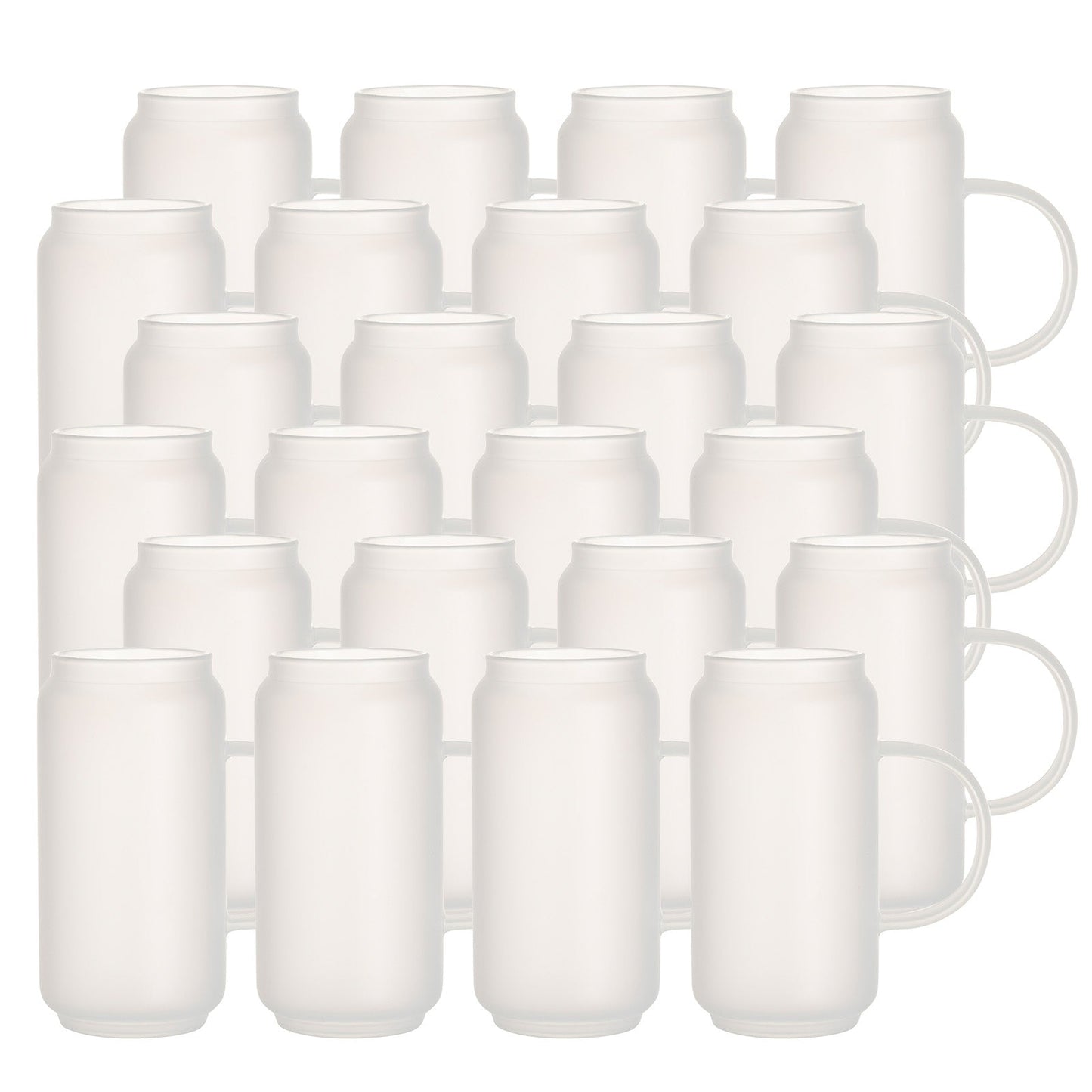 Wholesale Sublimation Glass Beer Can Mug Frosted White with Handle 18 OZ 24 Pieces