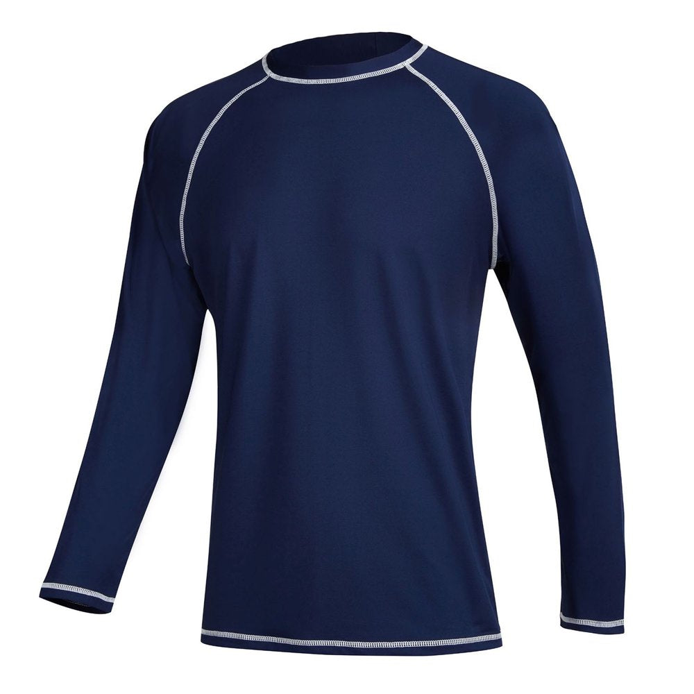 Yukaichen Men'S Long Sleeve Swim Shirts Rashguard UPF 50+ UV Sun Protection Shirt Athletic Workout Running Hiking T-Shirt Swimwear Blue L