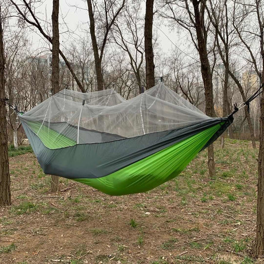 Automatic Mosquito Net Anti-Rollover Hammock Parachute Cloth Hammock Nylon Hammock Outdoor Hammock Strap Swing Hanging Chair - Blue Force Sports