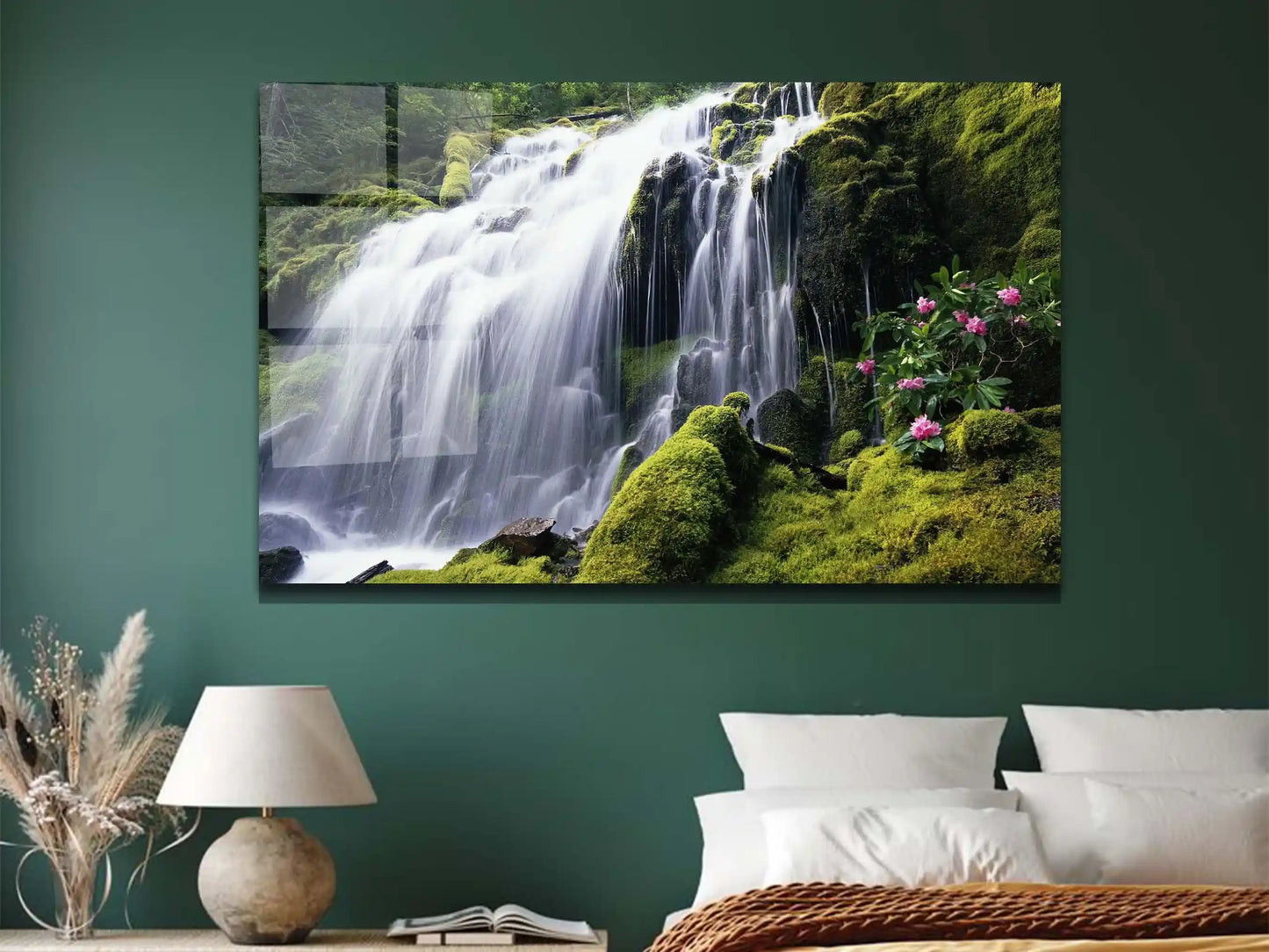 Waterfall Wall art, Forest In The Waterfall, Glass Wall Art, Canvas Wall Art, Tempered Glass Wall Decor