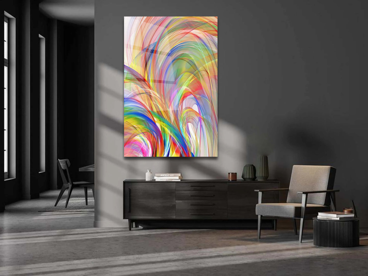 Abstract Tempered Glass Large Wall Art Decor, Wall Hangings, Colorful Glass Canvas