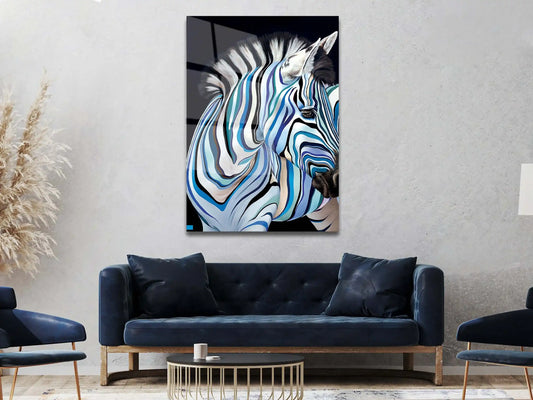 Abstract Colorful Zebra Printing on Glass, Original Zebra Wall Art , Tempered Glass Wall Art, Housewarming Gift