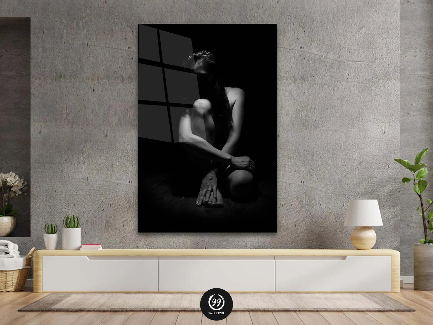 Black and White Woman Wall Art, Canvas, Woman Drawing Glass Canvas, Home Décor, House Warming Gift
