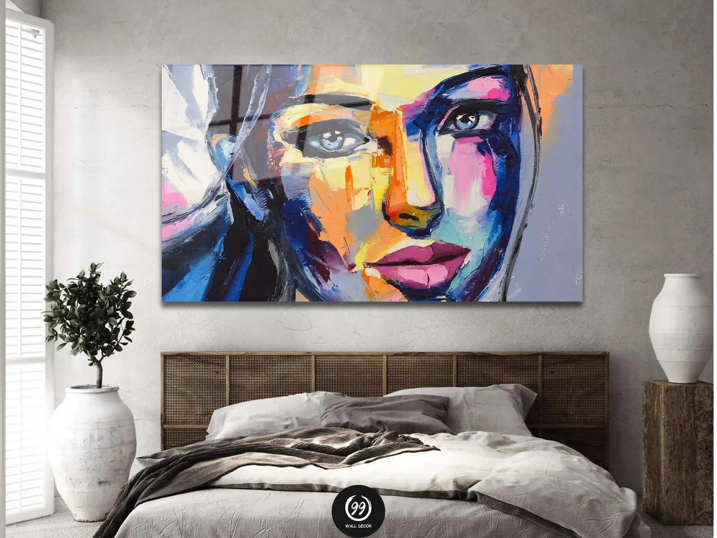 Abstract Colorful Woman Canvas, Wall Art Canvas Design, Home Decor