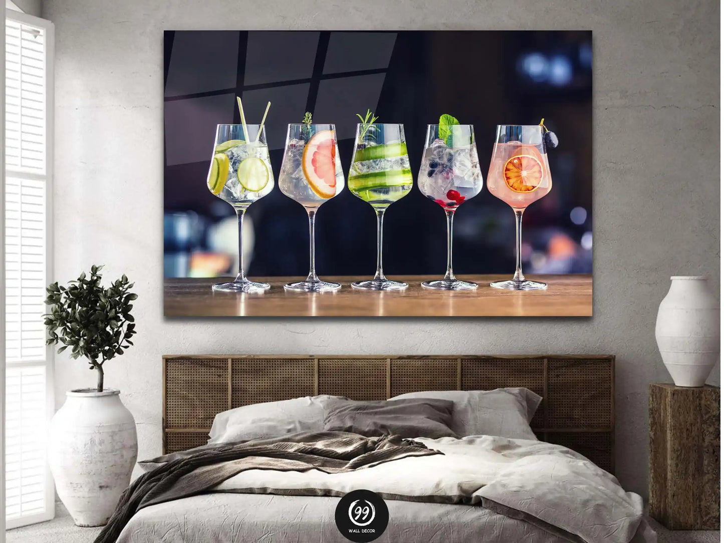 Wine Glass Canvas Print Wall Art Decor, Cocktail Art
