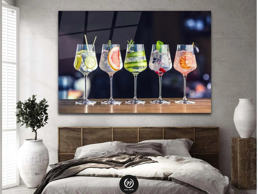 Wine Glass Canvas Print Wall Art Decor, Cocktail Art