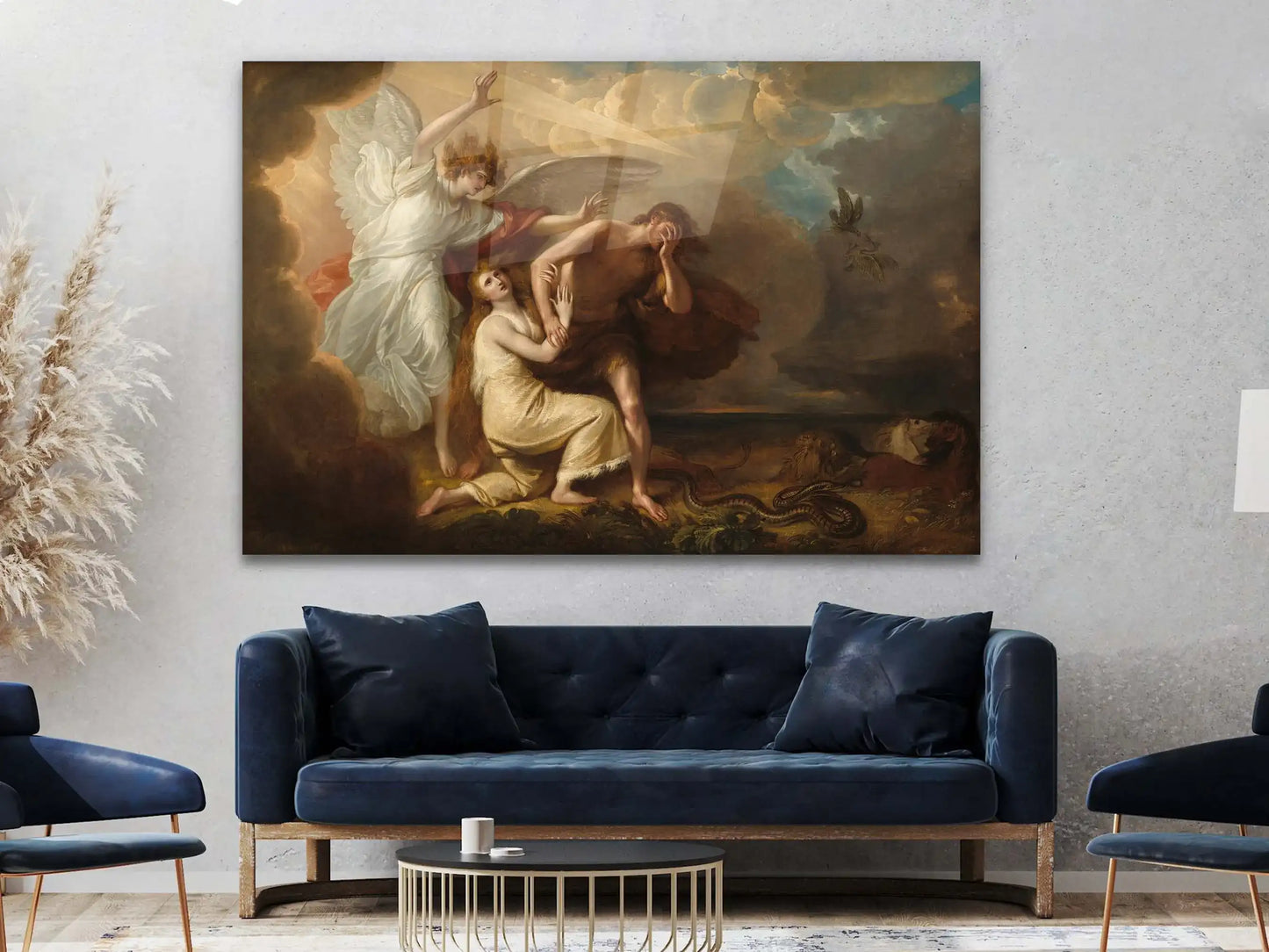 Adam and Eve From Paradise Glass Wall Art, Tempered Glass Painting Wall Art, Aesthetic Glass Wall Decoration