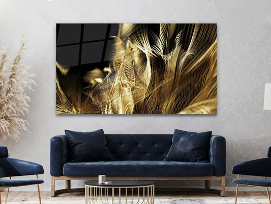 Black and Gold Marble Wall Art, Glass Tempered Wall Decor, Wall Hanging, Black Gold Marble Glass Wall Decoration