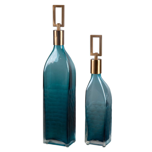 Uttermost - Annabella Teal Glass Bottles, S/2 - 20076