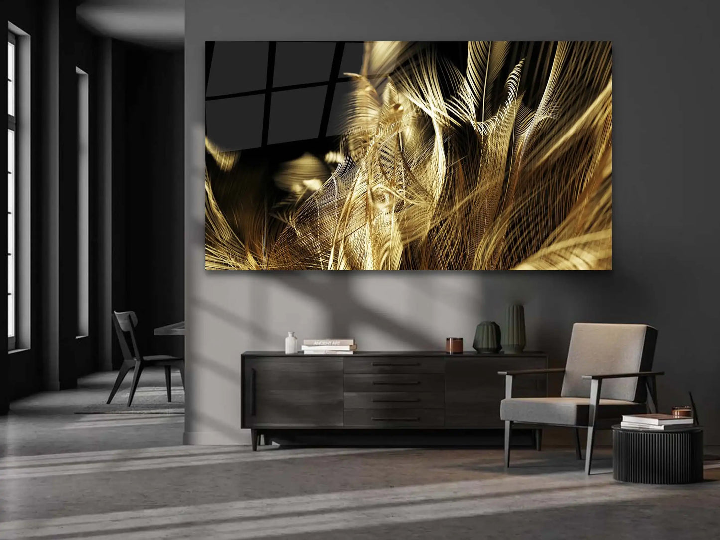 Black and Gold Marble Wall Art, Glass Tempered Wall Decor, Wall Hanging, Black Gold Marble Glass Wall Decoration