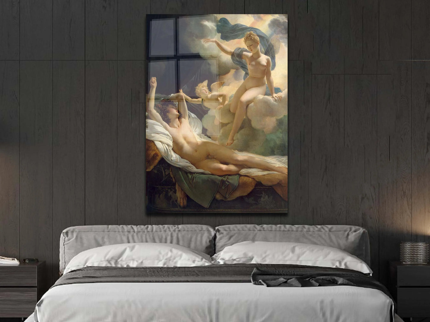Aurora and Cephalus Glass Wall Art, Francois Boucher's Painting Print for Living Room, Tempered Glass Canvas, Aesthetic Glass Canvas