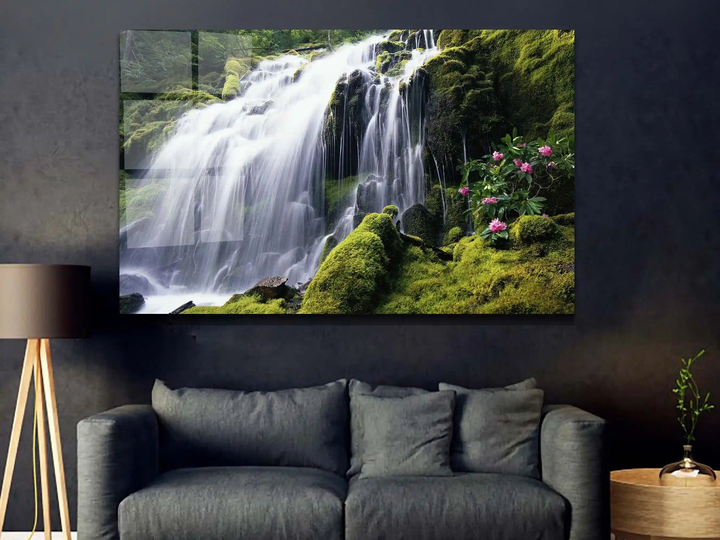 Waterfall Wall art, Forest In The Waterfall, Glass Wall Art, Canvas Wall Art, Tempered Glass Wall Decor