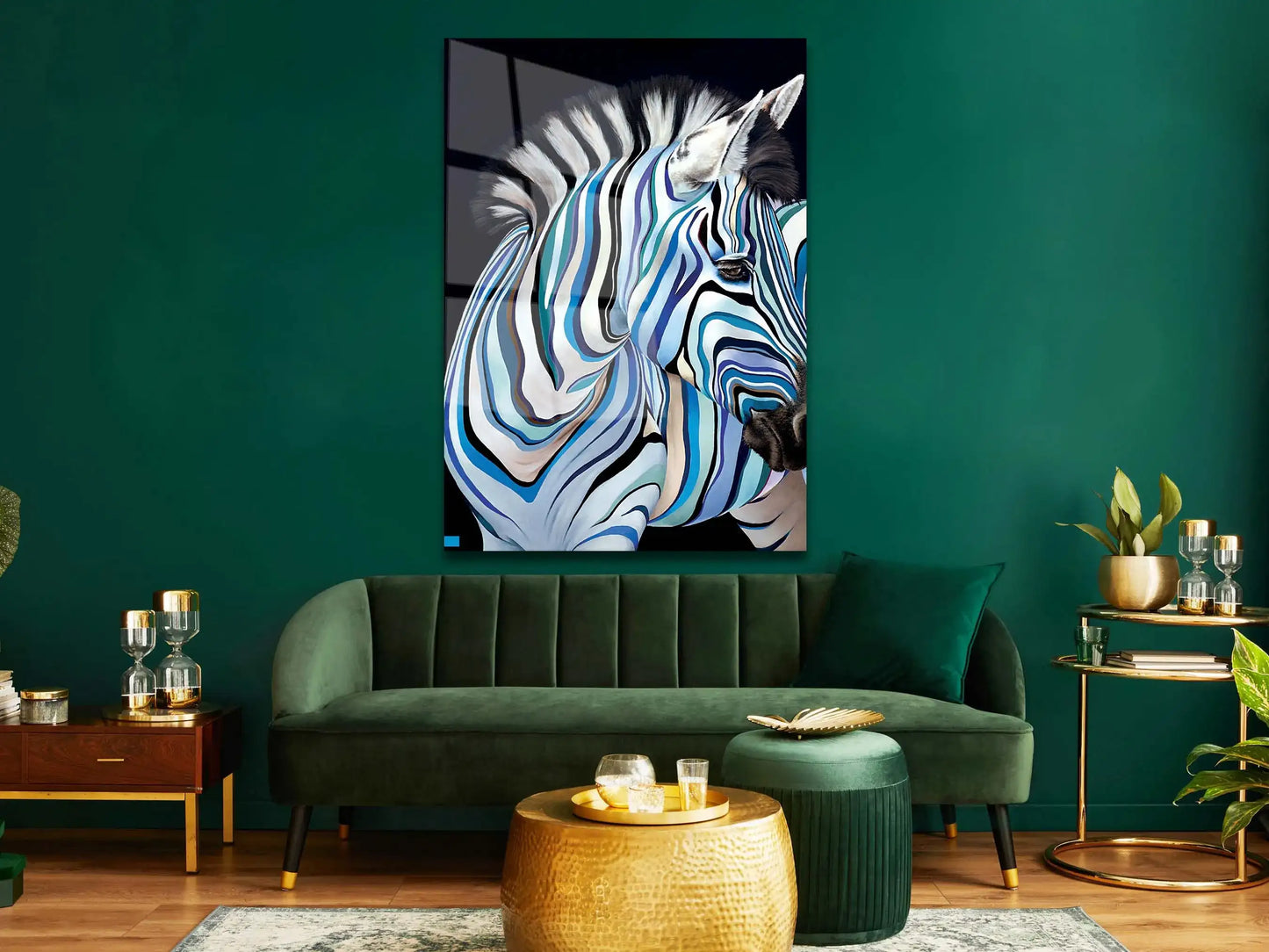 Abstract Colorful Zebra Printing on Glass, Original Zebra Wall Art , Tempered Glass Wall Art, Housewarming Gift