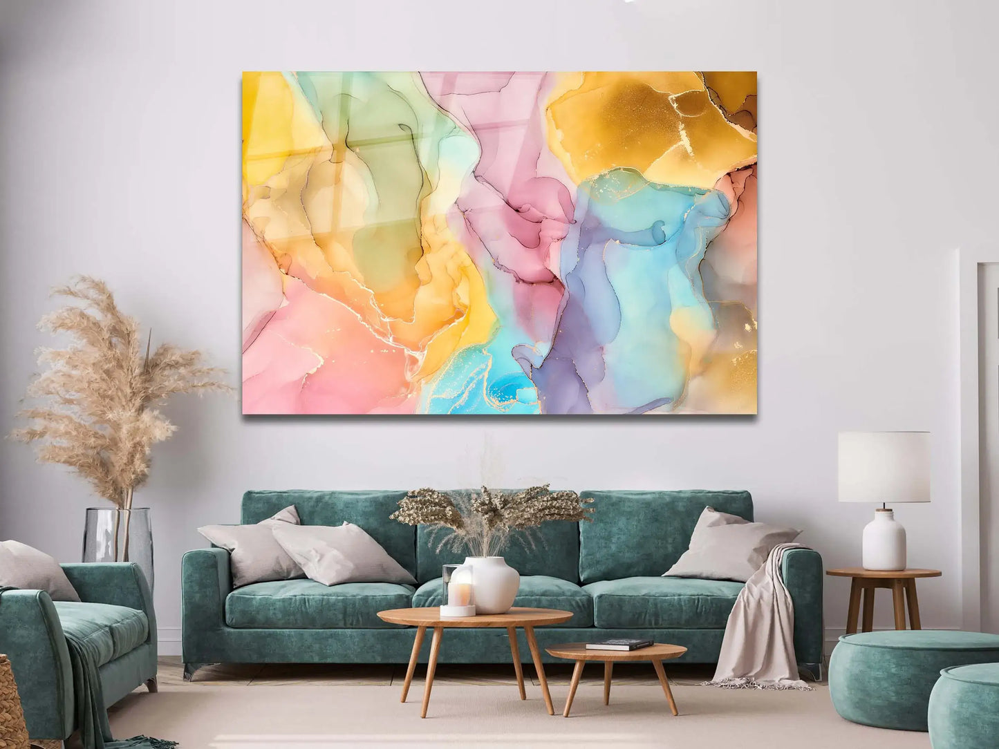 Abstract Tempered Glass Large Wall Art Decor, Wall Hangings, Luxury Abstract Fluid Art Painting
