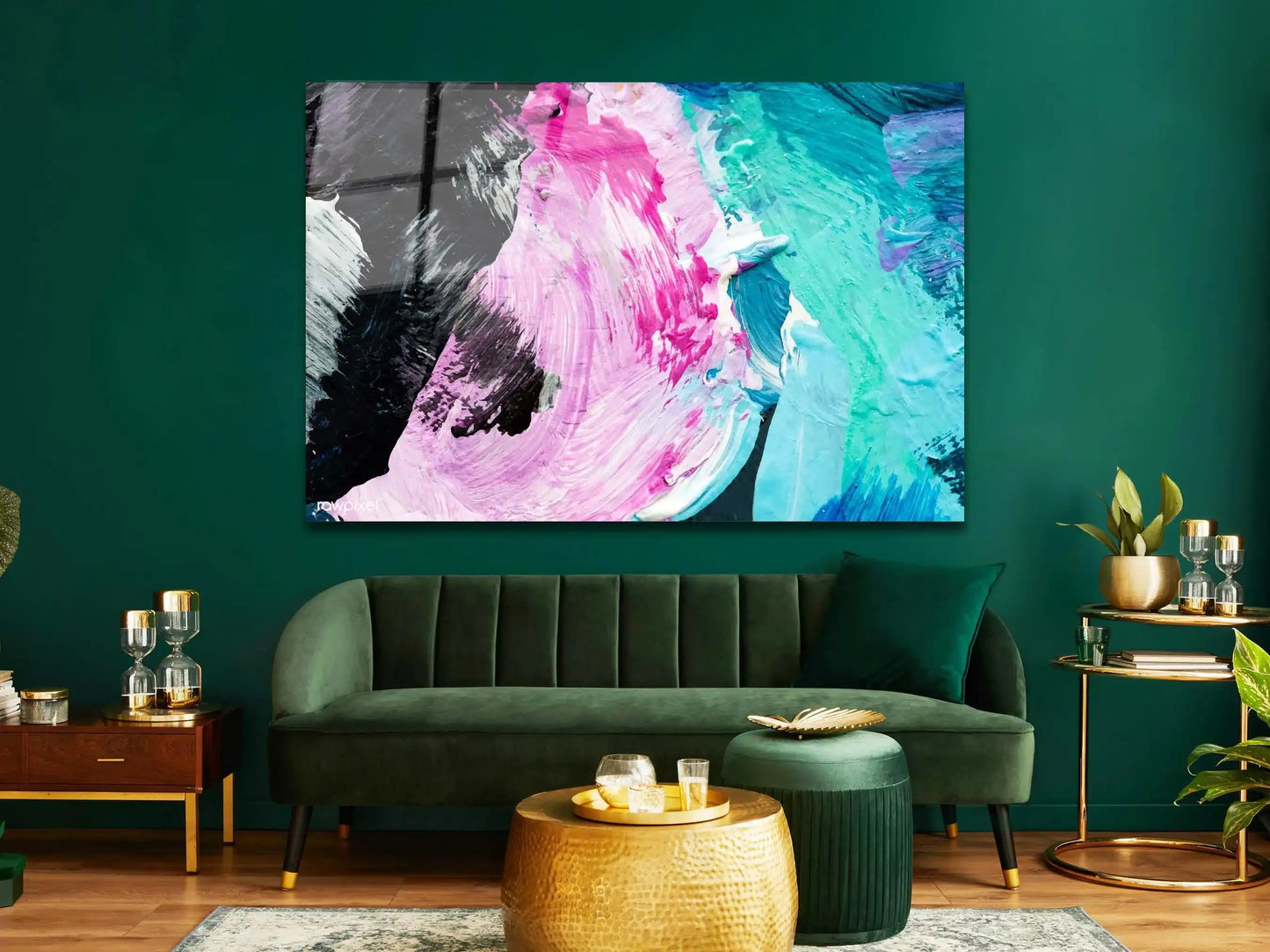 Abstract Tempered Glass Large Wall Art Decor, Brush Strokes Canvas Glass Wall Art, Colorful Glass Canvas