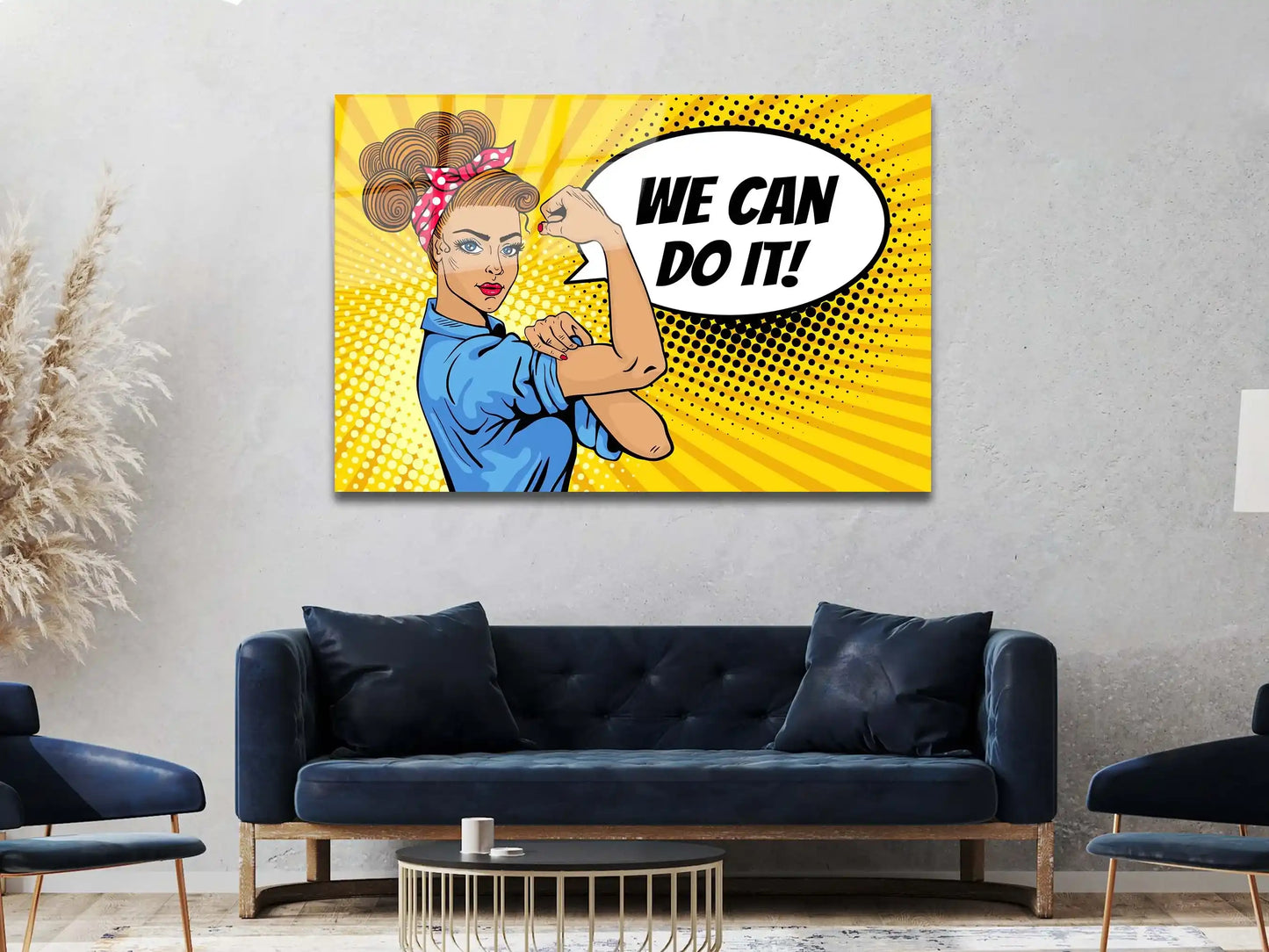 Wall Decor, Tempered Glass, Glass Wall Art, Female Glass, Girl Glass Wall Art, We Can Do It Poster Wall Decor