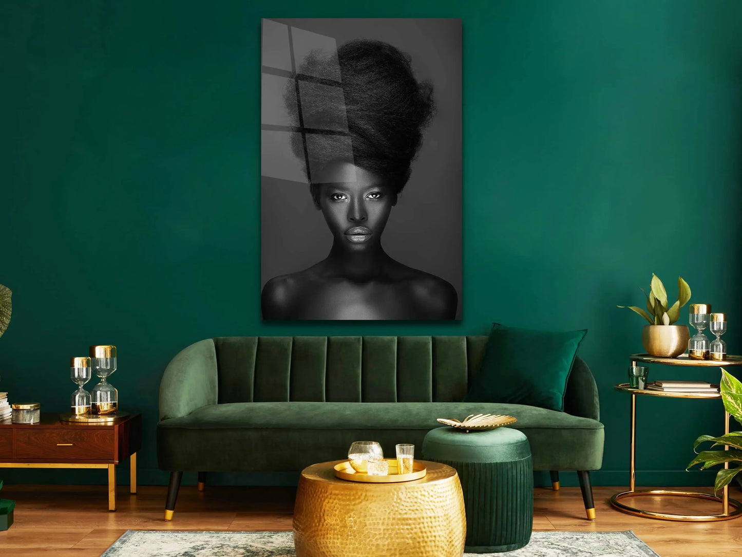 Black Woman Printing Tempered Glass Wall Art-African Woman Glass Canvas, Glass Painting Wall Art