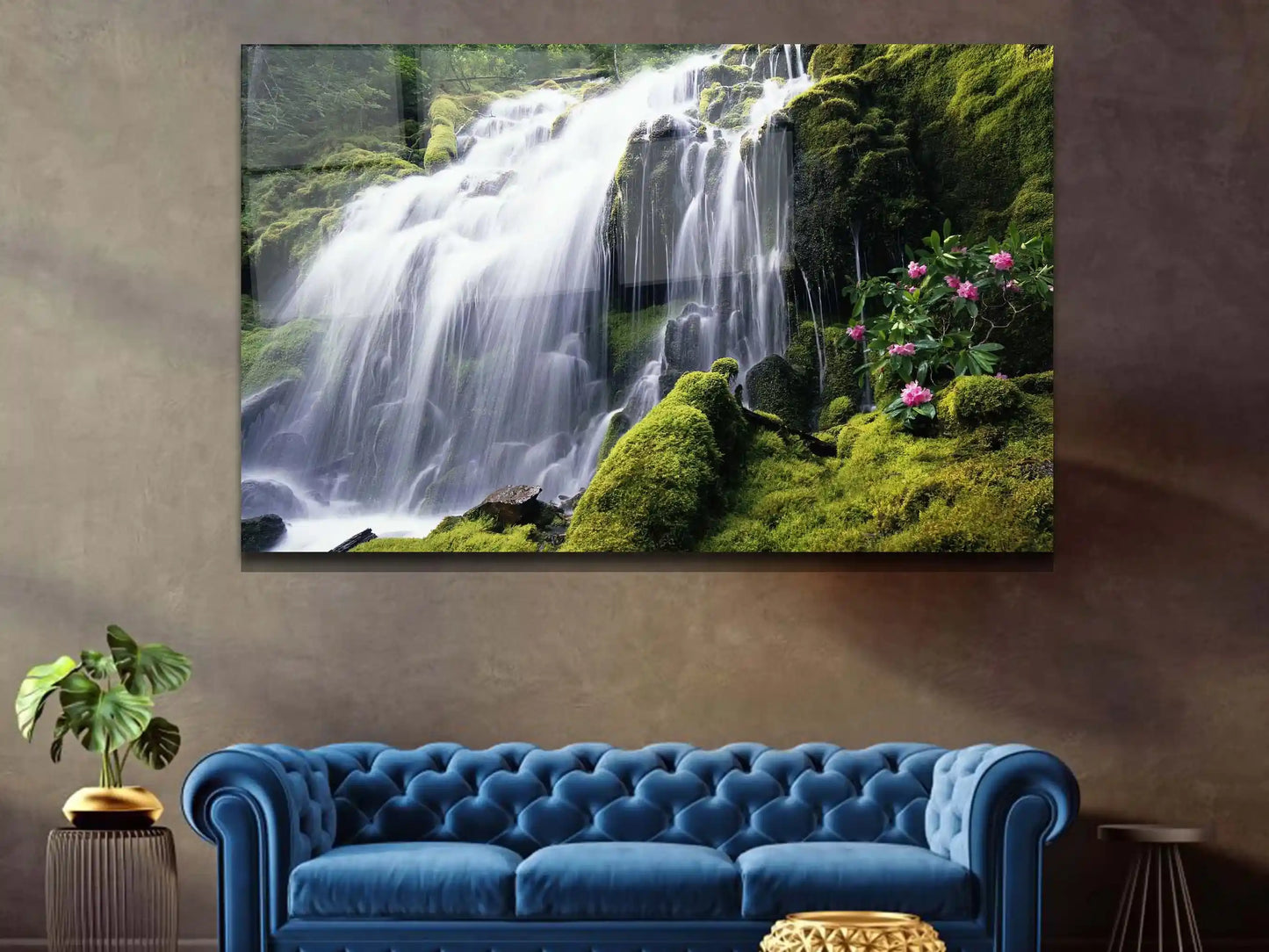 Waterfall Wall art, Forest In The Waterfall, Glass Wall Art, Canvas Wall Art, Tempered Glass Wall Decor