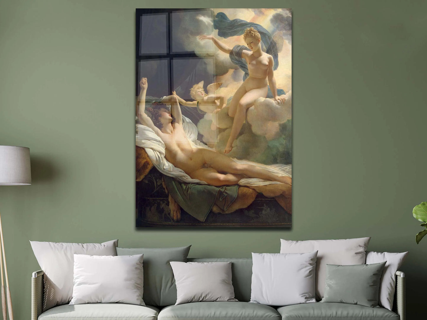 Aurora and Cephalus Glass Wall Art, Francois Boucher's Painting Print for Living Room, Tempered Glass Canvas, Aesthetic Glass Canvas