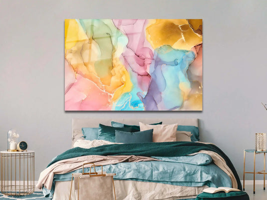 Abstract Tempered Glass Large Wall Art Decor, Wall Hangings, Luxury Abstract Fluid Art Painting