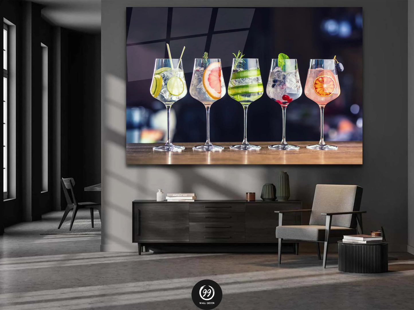 Wine Glass Canvas Print Wall Art Decor, Cocktail Art