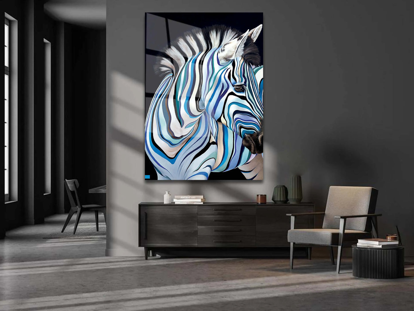 Abstract Colorful Zebra Printing on Glass, Original Zebra Wall Art , Tempered Glass Wall Art, Housewarming Gift