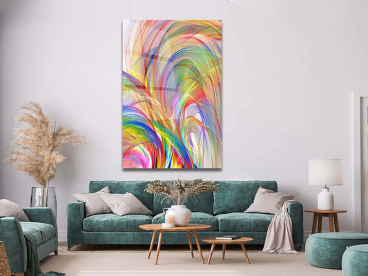 Abstract Tempered Glass Large Wall Art Decor, Wall Hangings, Colorful Glass Canvas