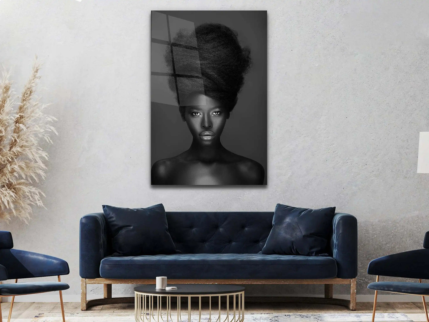 Black Woman Printing Tempered Glass Wall Art-African Woman Glass Canvas, Glass Painting Wall Art