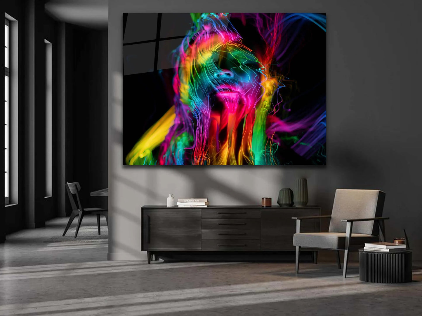 Wall Art-Wall Hangings-Abstract Woman Face Wall Art Gifts, Multicolor Women Face, Tempered Glass Art