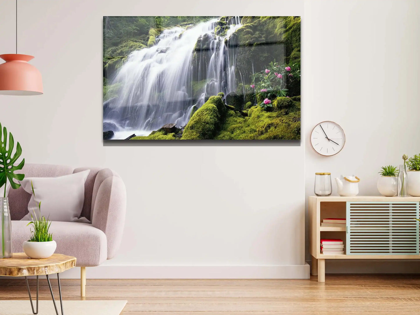 Waterfall Wall art, Forest In The Waterfall, Glass Wall Art, Canvas Wall Art, Tempered Glass Wall Decor