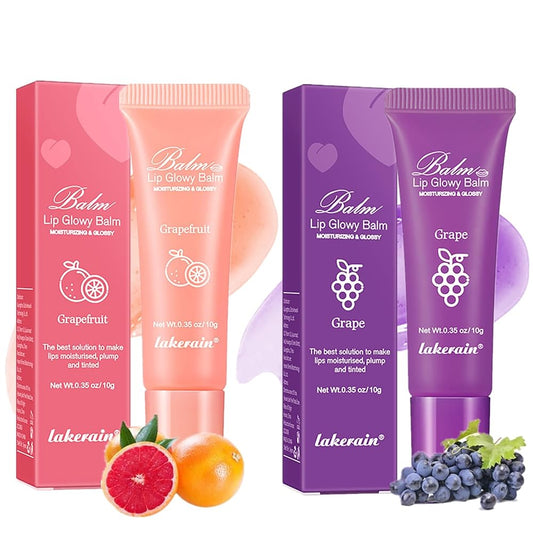 2Pc Lip Glowy Balm, Plumping Lip Gloss, Moisturizing Lip Balm, Lip Gloss, Lip Sleeping Mask, Lip Mask, Lip Glow Oil, Long Lasting Repairing Lightening Lip Lines. (grapefruit&grape)