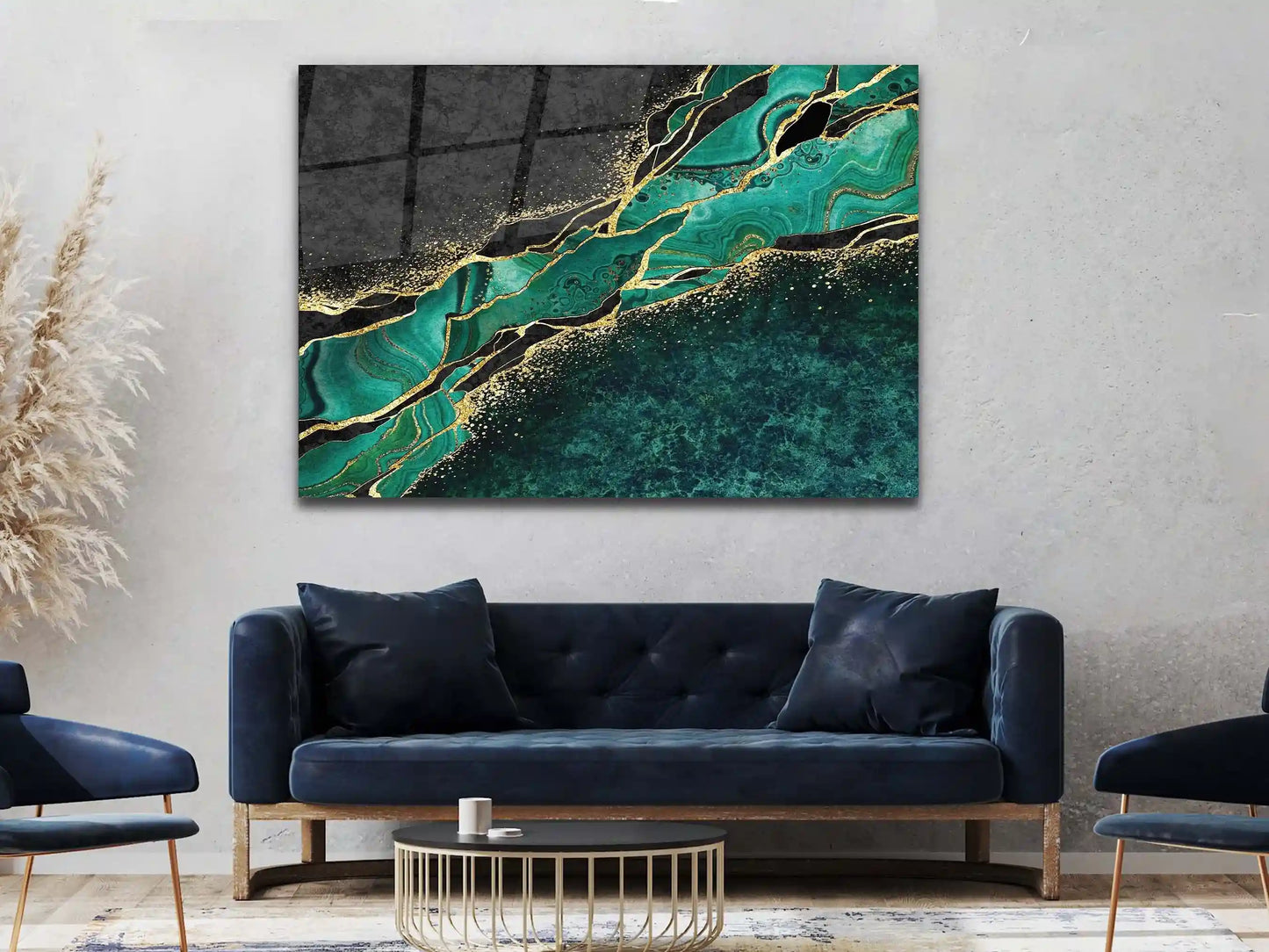 Abstract Green Tempered Glass Printing Wall Art