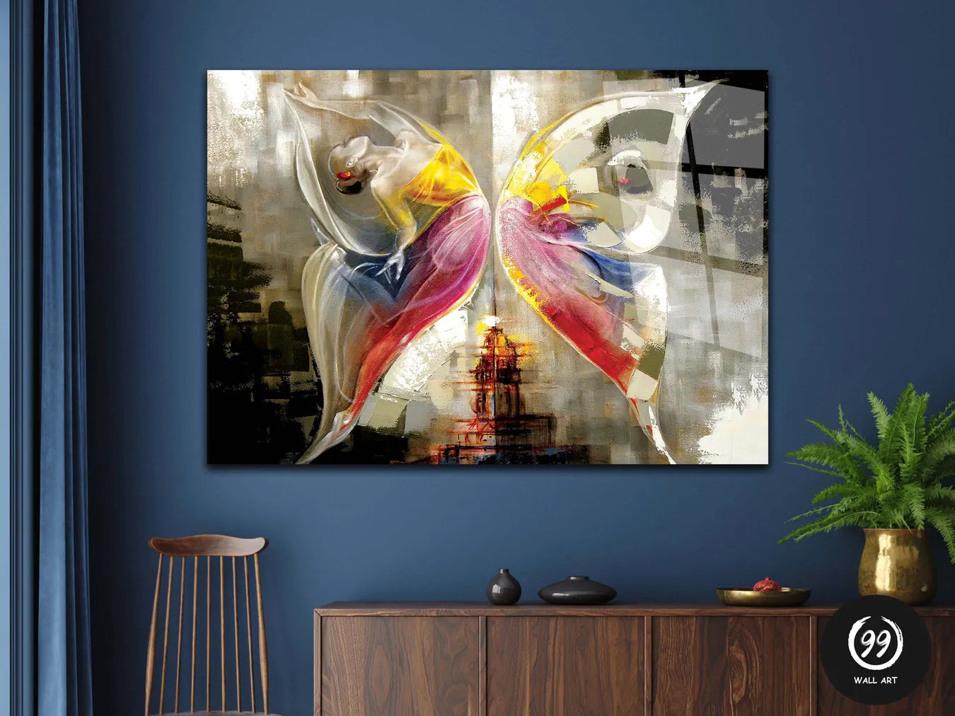 Woman Butterfly Wall Art, Extra Large Glass Wall Art Gifts for Him