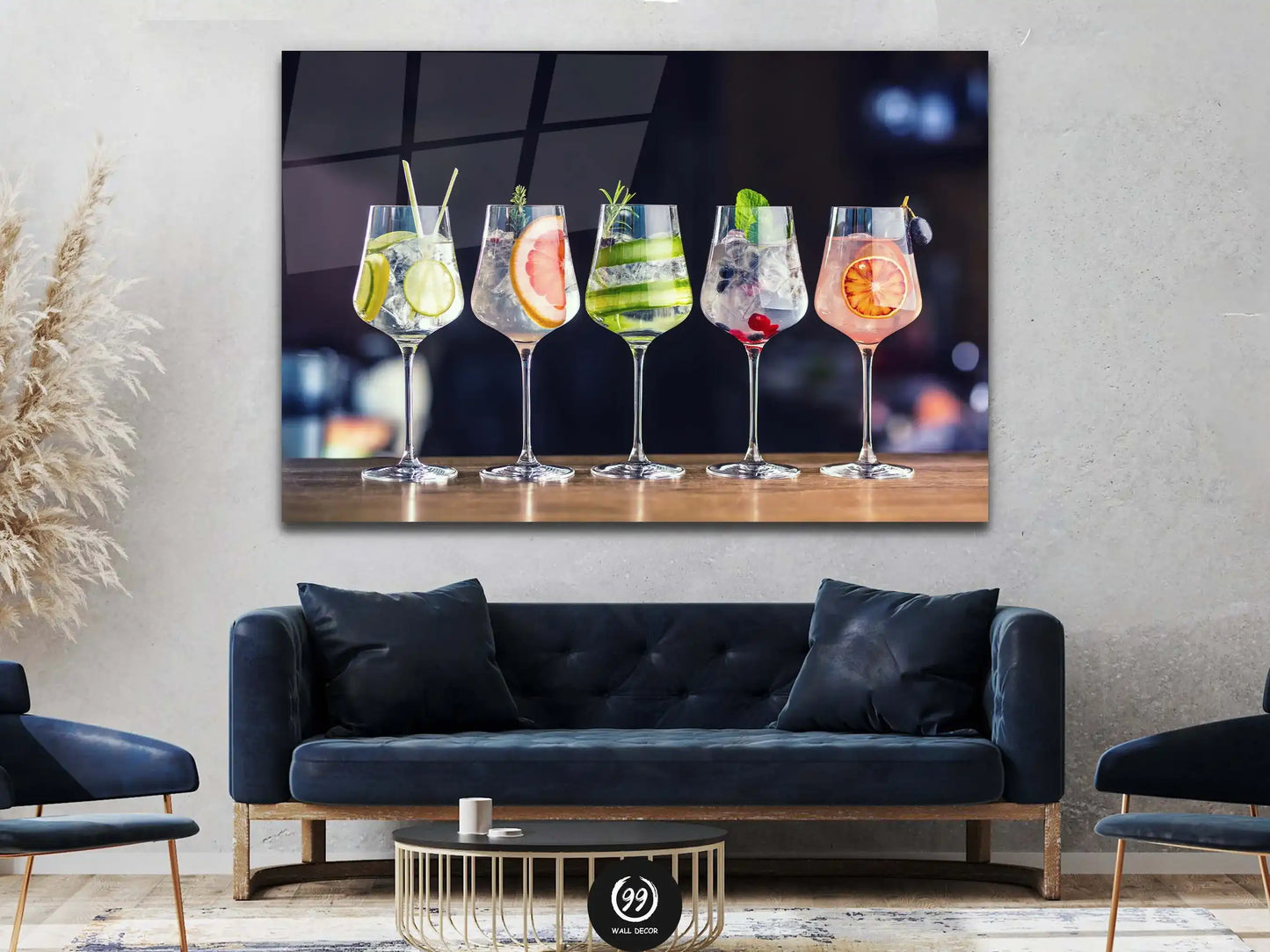 Wine Glass Canvas Print Wall Art Decor, Cocktail Art