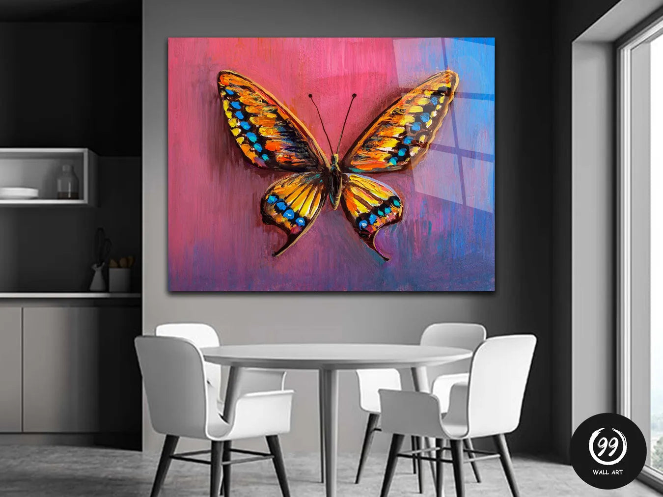 Butterfly Glass Wall Art, Home Decoration For Living Room
