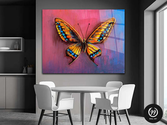 Butterfly Glass Wall Art, Home Decoration For Living Room