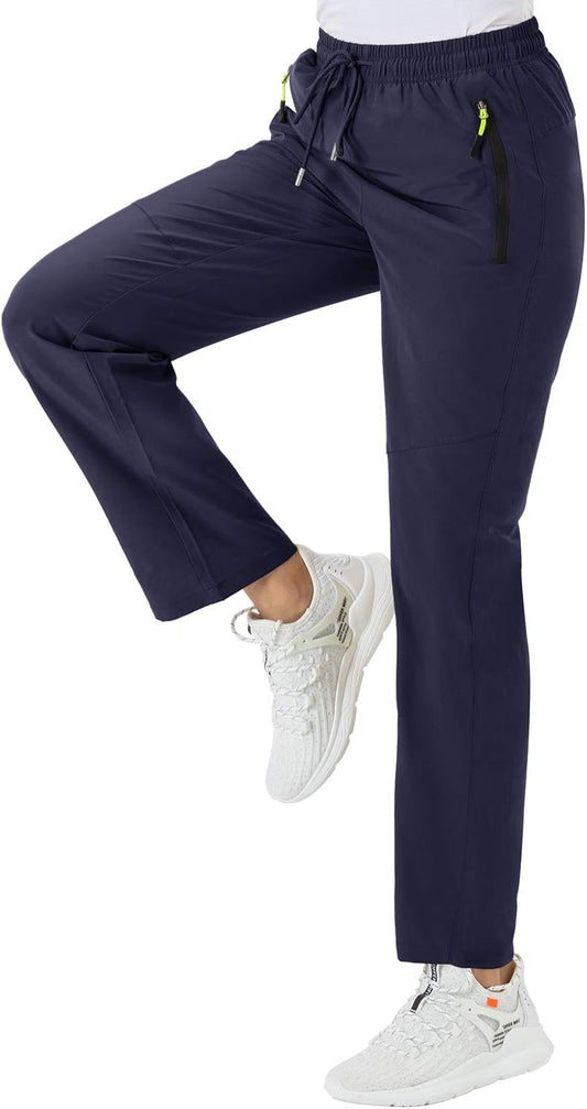 BGOWATU Women's Hiking Cargo Pants Quick Dry Lightweight Water Resistant Joggers Pants Zipper Pockets