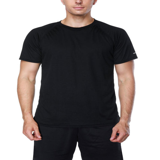 Attraco Men Short Sleeve Rash Guard Swimwear UPF 50+ Running Swimming Shirt Solid Color