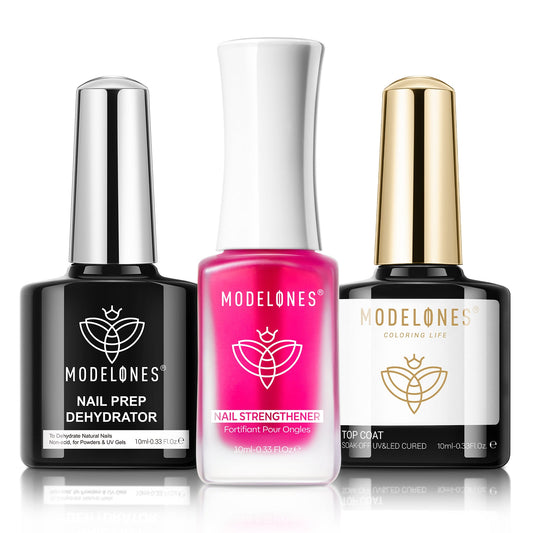 3Pcs Nail Strengthener with Top Coat & Nail Dehydrator