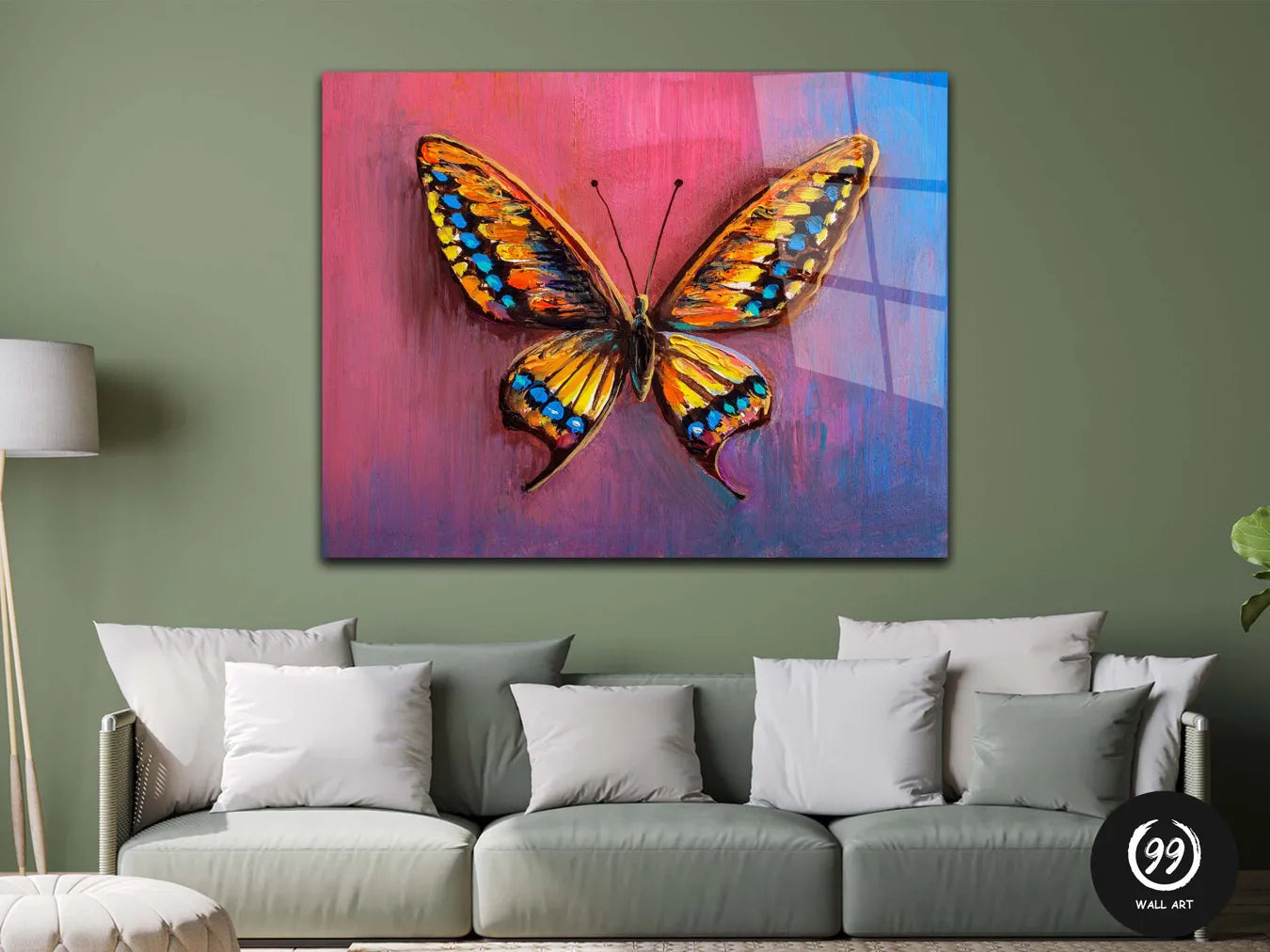 Butterfly Glass Wall Art, Home Decoration For Living Room