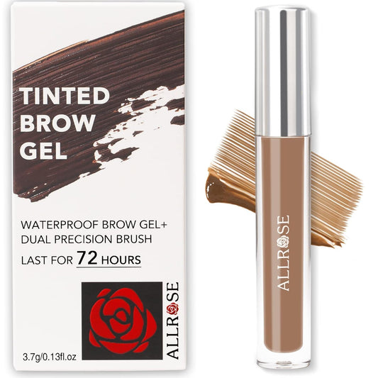 ALLROSE Eyebrow Gel Tinted Brow Gel - Tinted Eyebrow Gel, Waterproof Eye Brow Gel Eyebrow Mascara, 48-HR Long-Lasting Eyebrow Gel, Semi-Permanent Eyebrow Gel, Volumizing Brow Mascara, Auburn