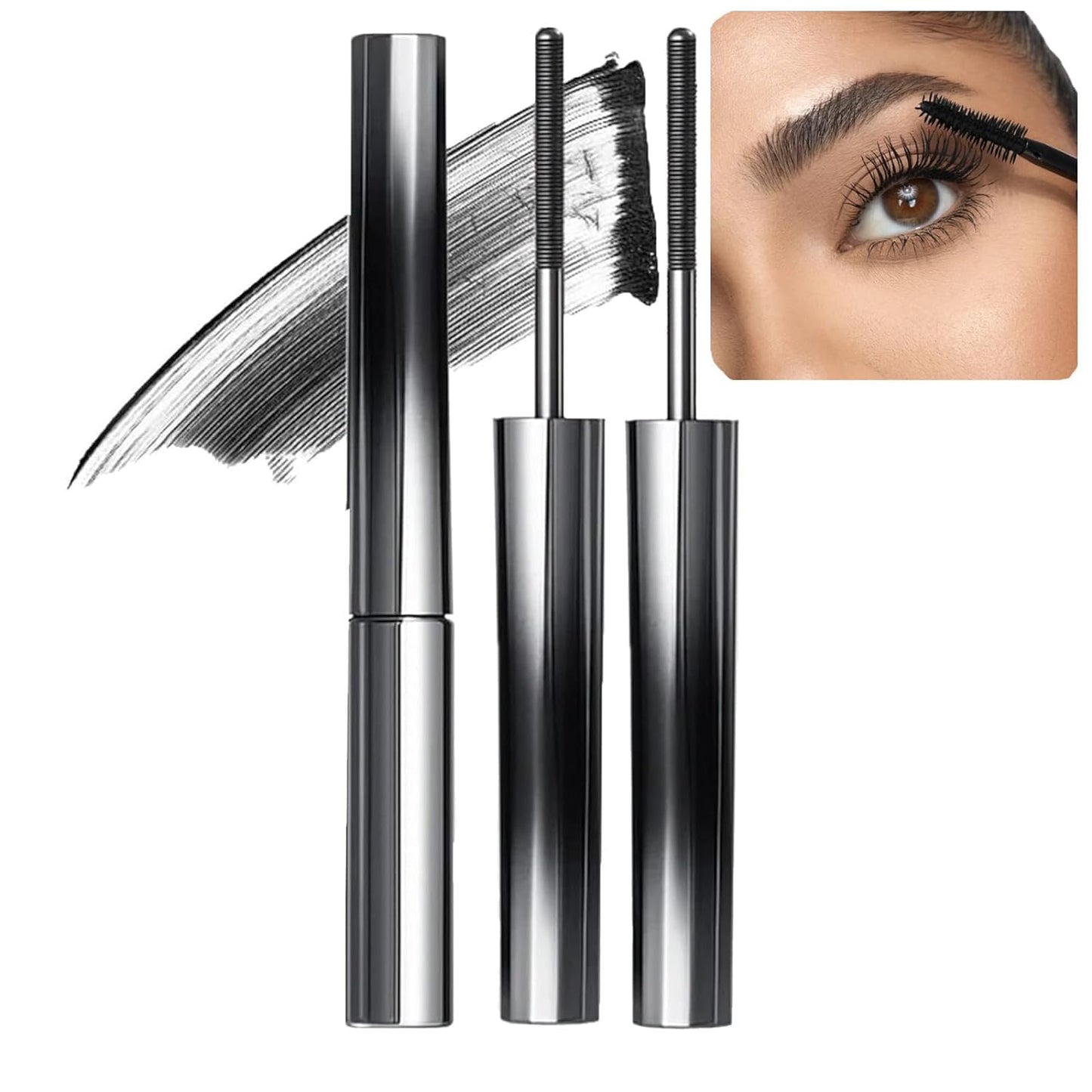 2Pcs Judy Mascara, Judy 3D Curling Eyelash Iron Mascara, Iron Brush Mascara,Washable Extra Slim Metal Mascara, Waterproof & Long-Lasting Mascara(Black)