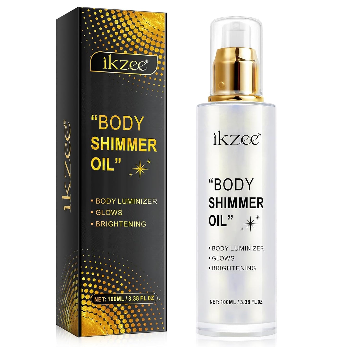 100ML Shimmer Body Oil, Pearl Silver - Body Glitter Oil, Body Glow Shimmer Highlighter Glotion Oil, Highlighter Makeup Illuminator Face and Body - 3.38 FL OZ