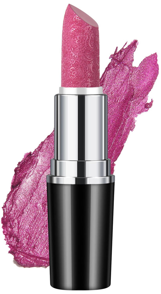 Anglicolor Glitter Lipstick High Impact Lipcolor,Dark Red Lipstick Moisturizing Creamy Formula,Metallic Lipstick For Women For Vegan & Cruelty-Free,Full-Coverage Lip Color (#15 VELOCITY)